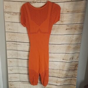 Hera Collection Vibrant Orange Knit Romper